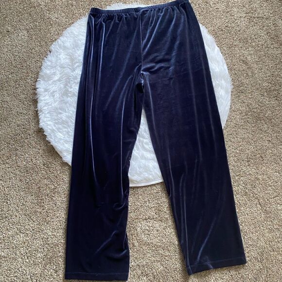 Easy Wear by Chico’s Velour Pants and Top Outfit Short Sleeve Blue Women’s Large - Picture 7 of 12